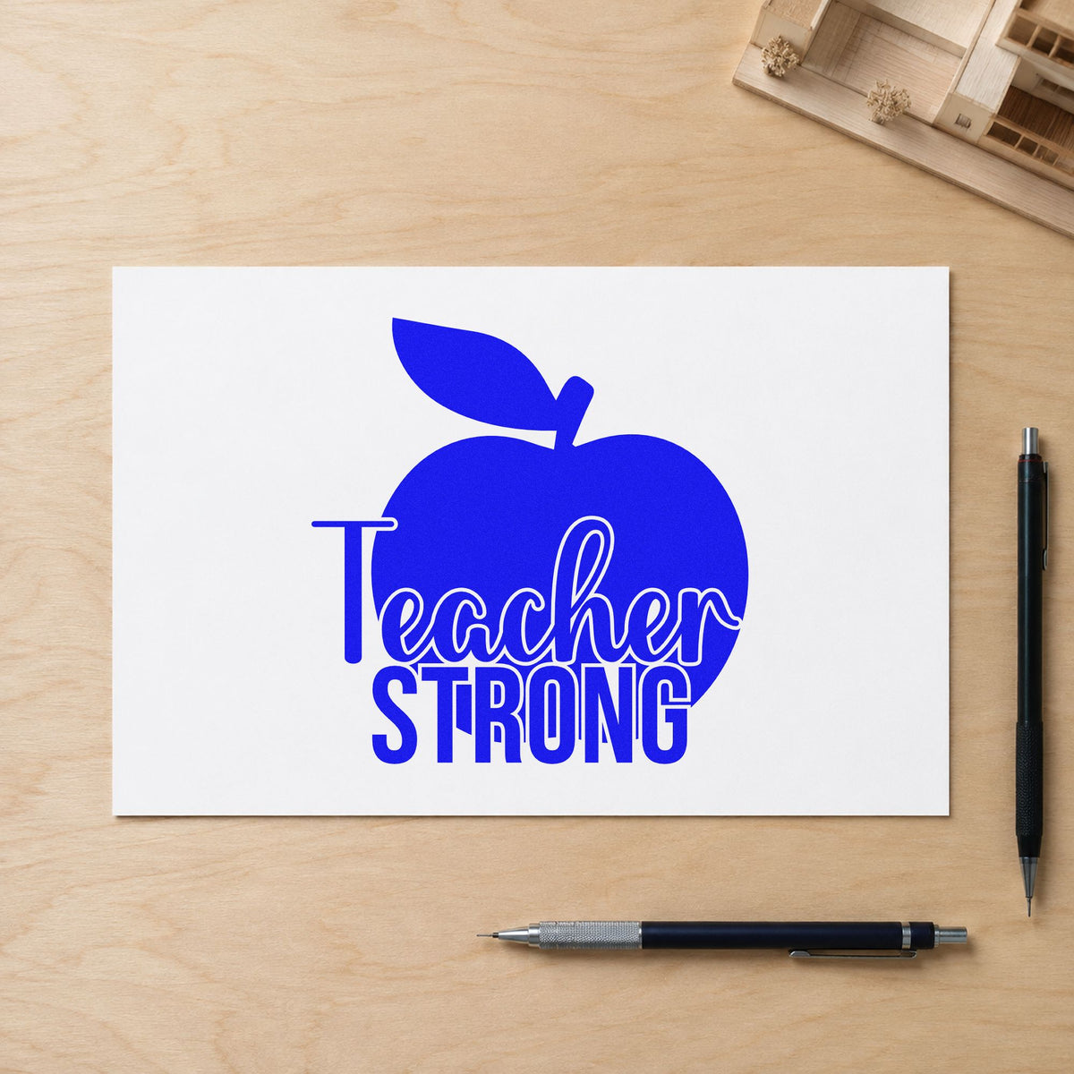 Teacher Strong Apple Script Lettering Stamp – Self-Inking in use 5