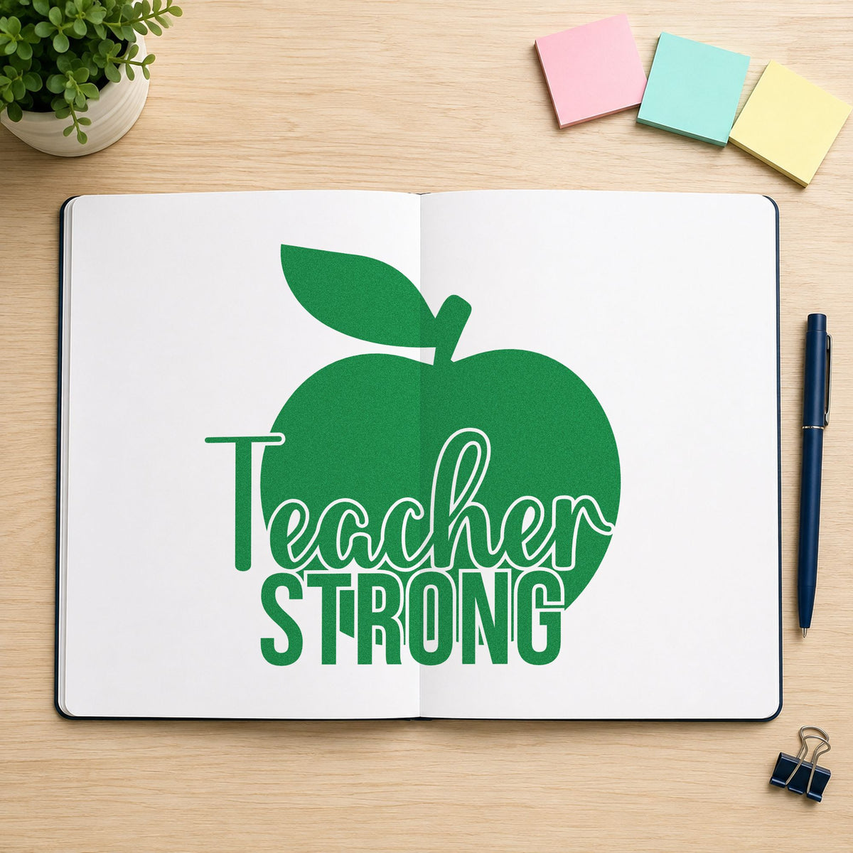 Teacher Strong Apple Script Lettering Stamp – Self-Inking in use 8