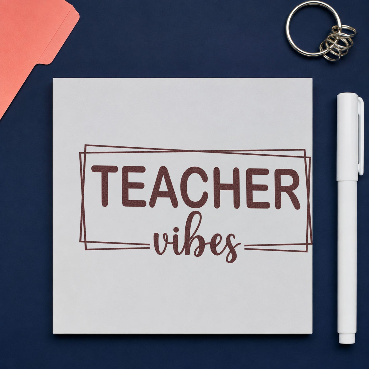 Teacher Vibes Pre-Inked Stamp – Slim in use 4