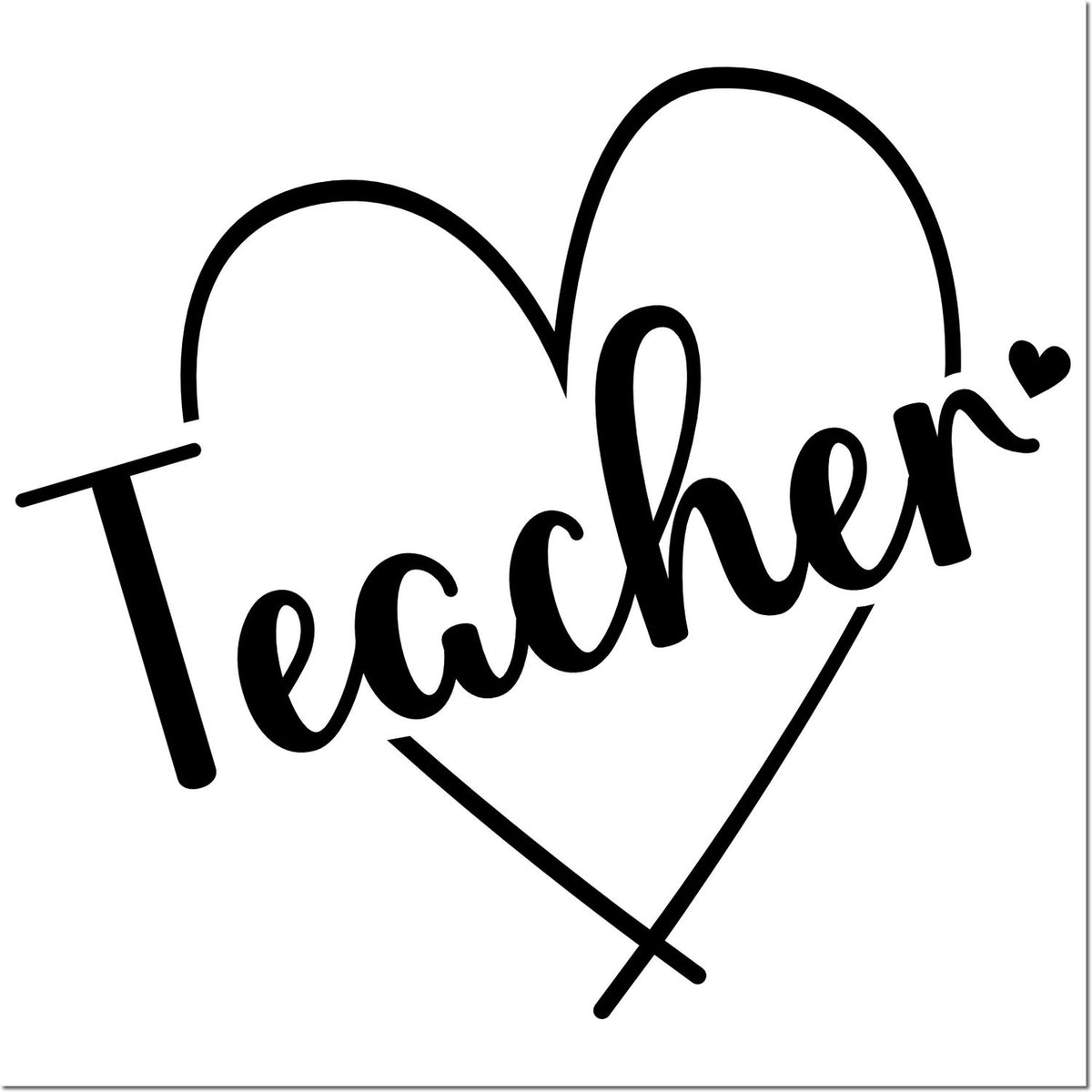 Teacher heart rubber stamp design for classroom gifts, school crafts, and teacher appreciation projects.