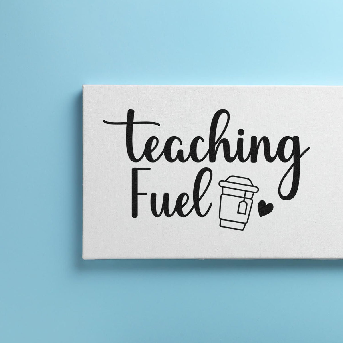 Teaching Fuel rubber stamp with coffee cup icon, a fun teacher stamp for planners, classroom rewards, and craft projects.