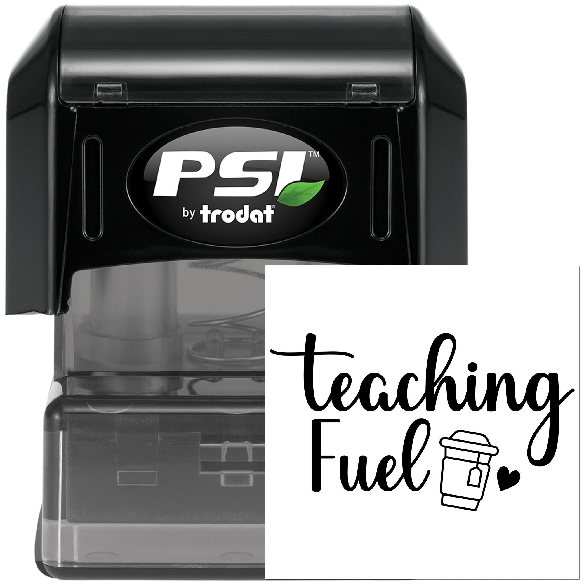 Self-inking PSI by Trodat rubber stamp with Teaching Fuel design for teacher crafts, classroom rewards, and labeling.