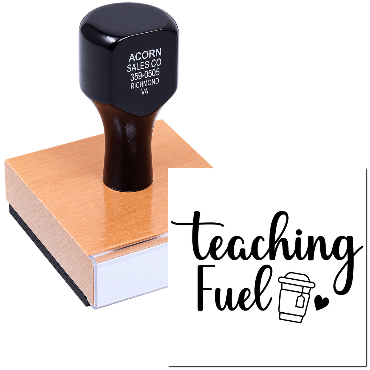 Custom teaching fuel rubber stamp for teachers, perfect for classroom rewards, lesson planning, and educational craft projects.