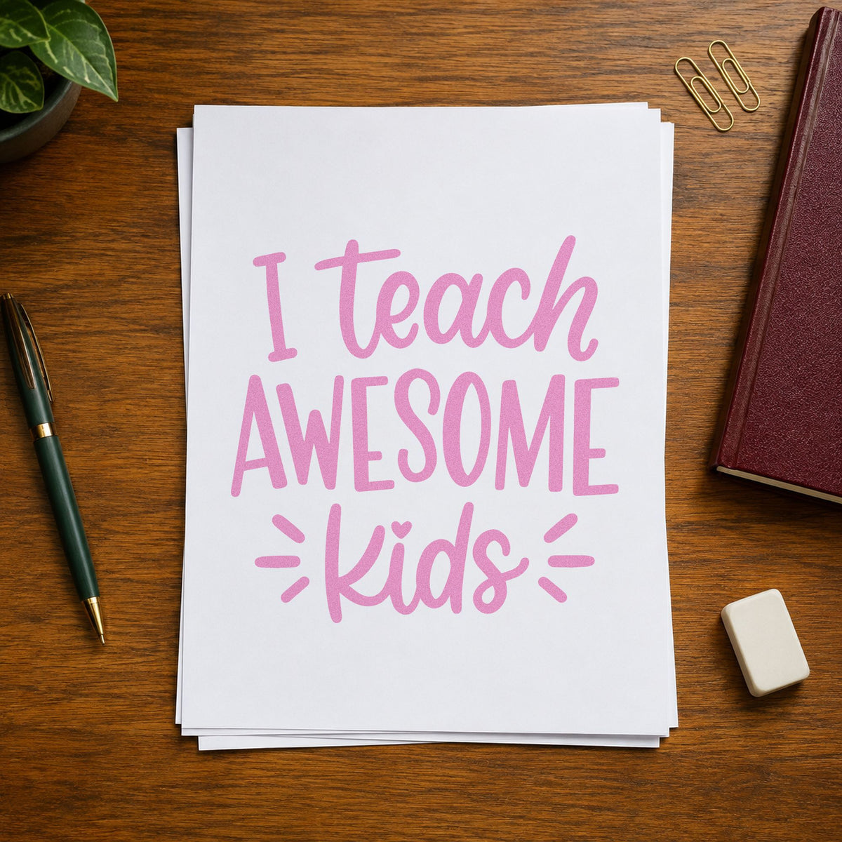 I Teach Awesome Kids With Hearts Stamp – Self-Inking in use 10