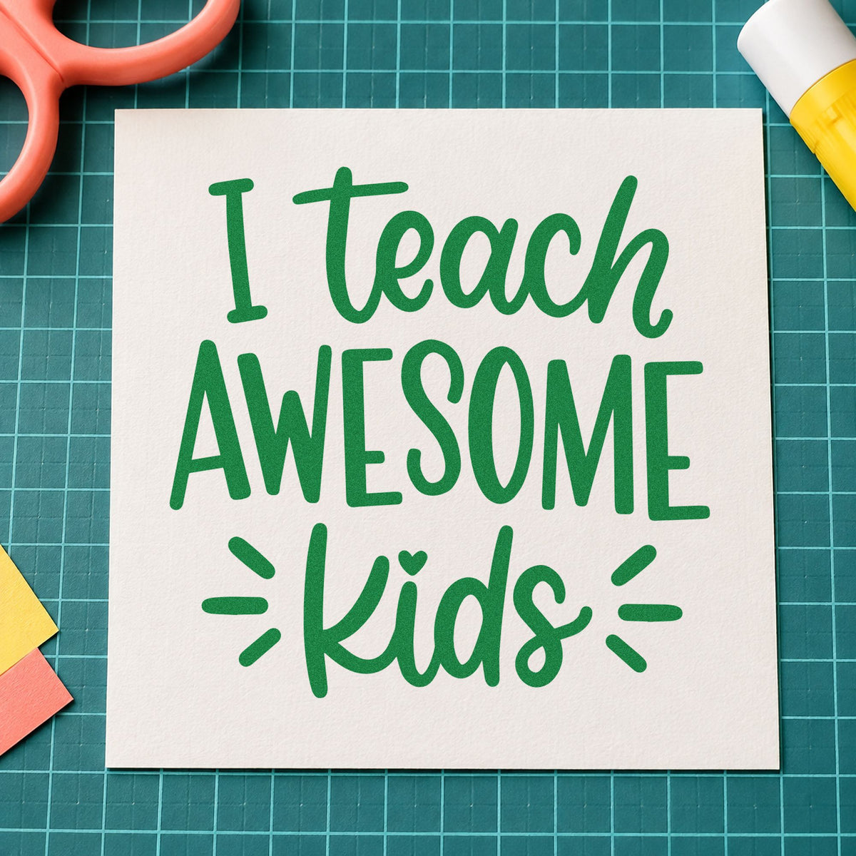 I Teach Awesome Kids With Hearts PSI Pre-Inked Stamp in use 3