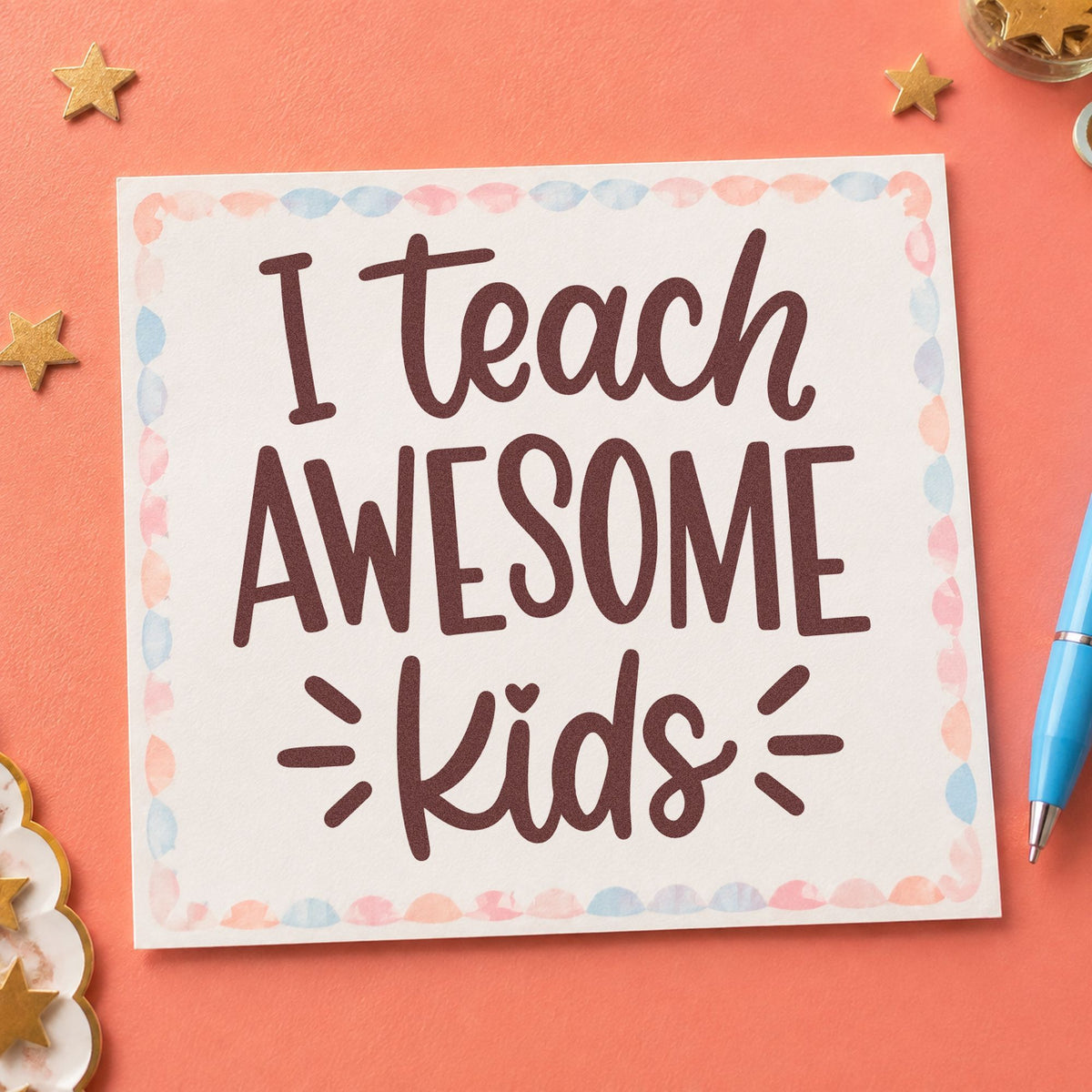 I Teach Awesome Kids With Hearts Stamp – Self-Inking in use 4