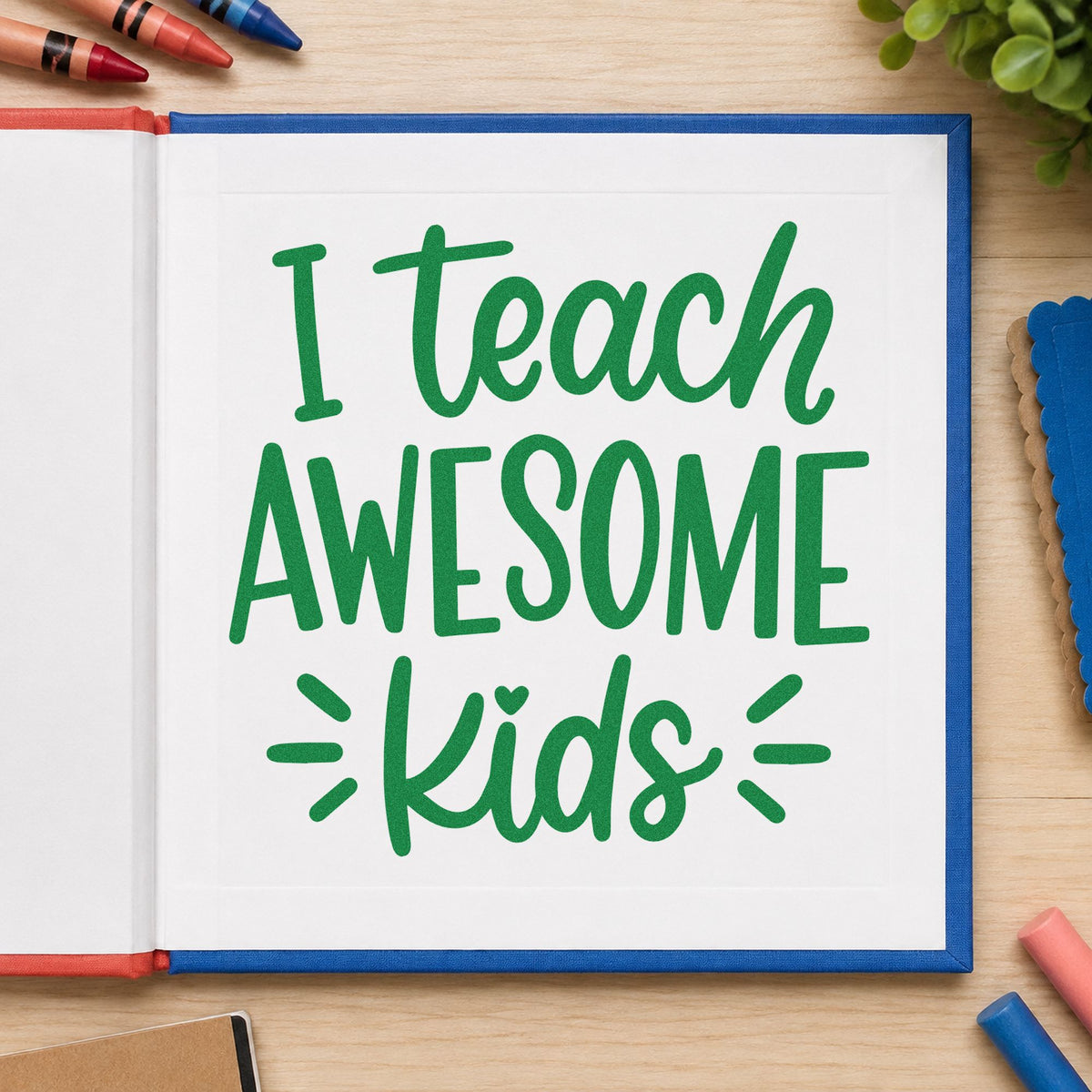 I Teach Awesome Kids With Hearts Stamp – Self-Inking in use 8