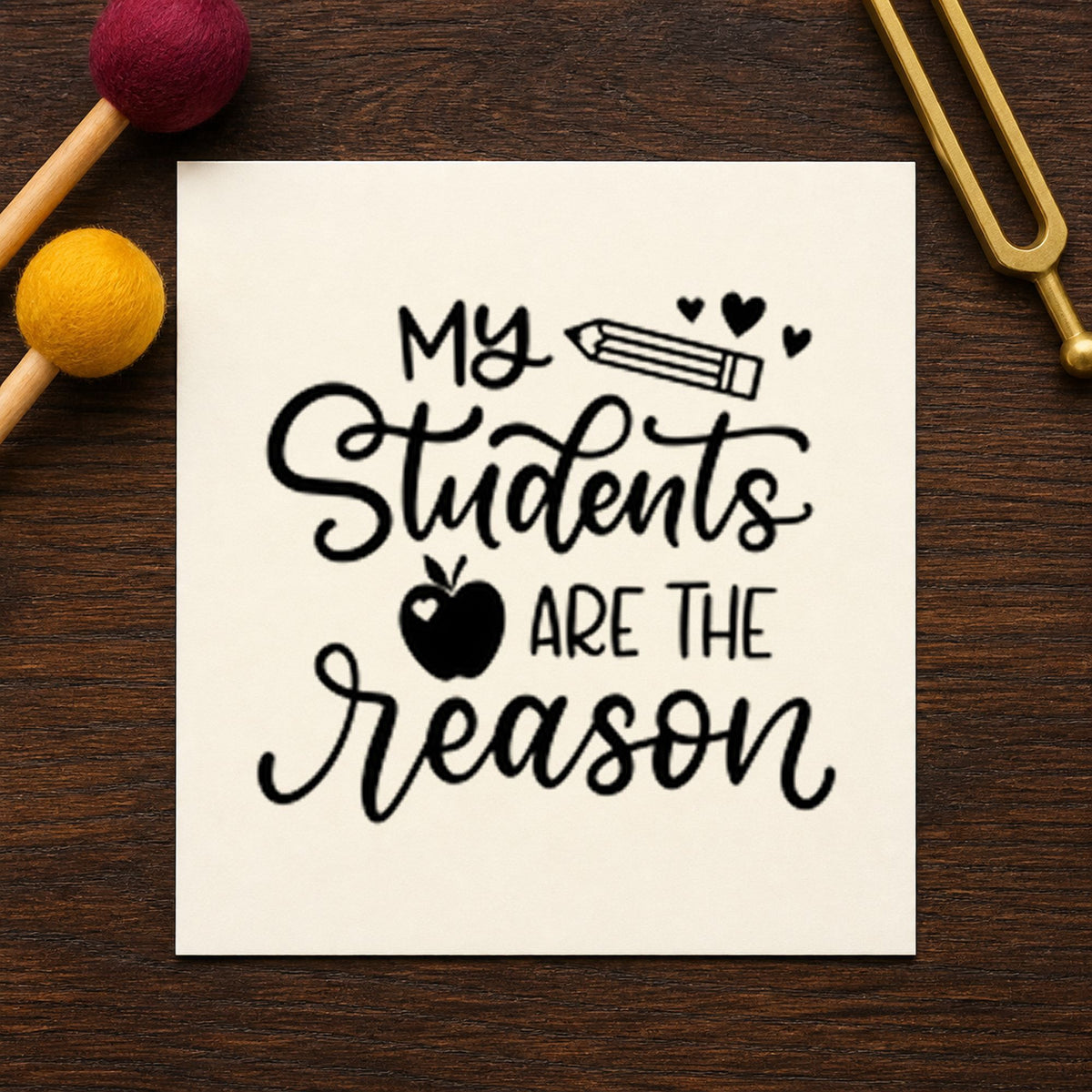 My Students Are The Reason Apple Hand Stamp – Duo in use 9