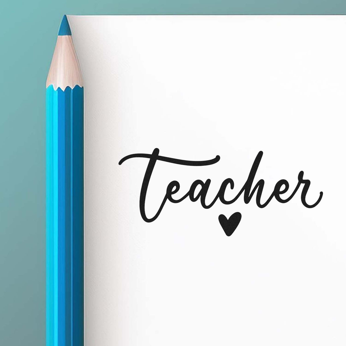 Teacher rubber stamp design with heart for classroom grading, teacher appreciation cards, and school crafts.