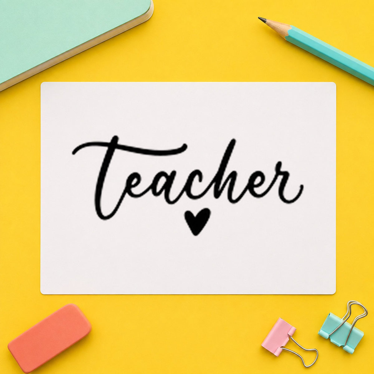 Teacher Script Heart Compact Pre-Inked Stamp – Slim in use 9
