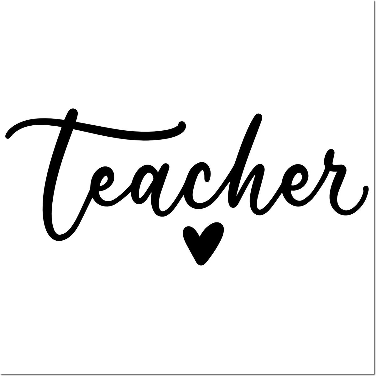 Teacher rubber stamp design with heart, ideal for teacher appreciation, classroom rewards, and school craft projects.