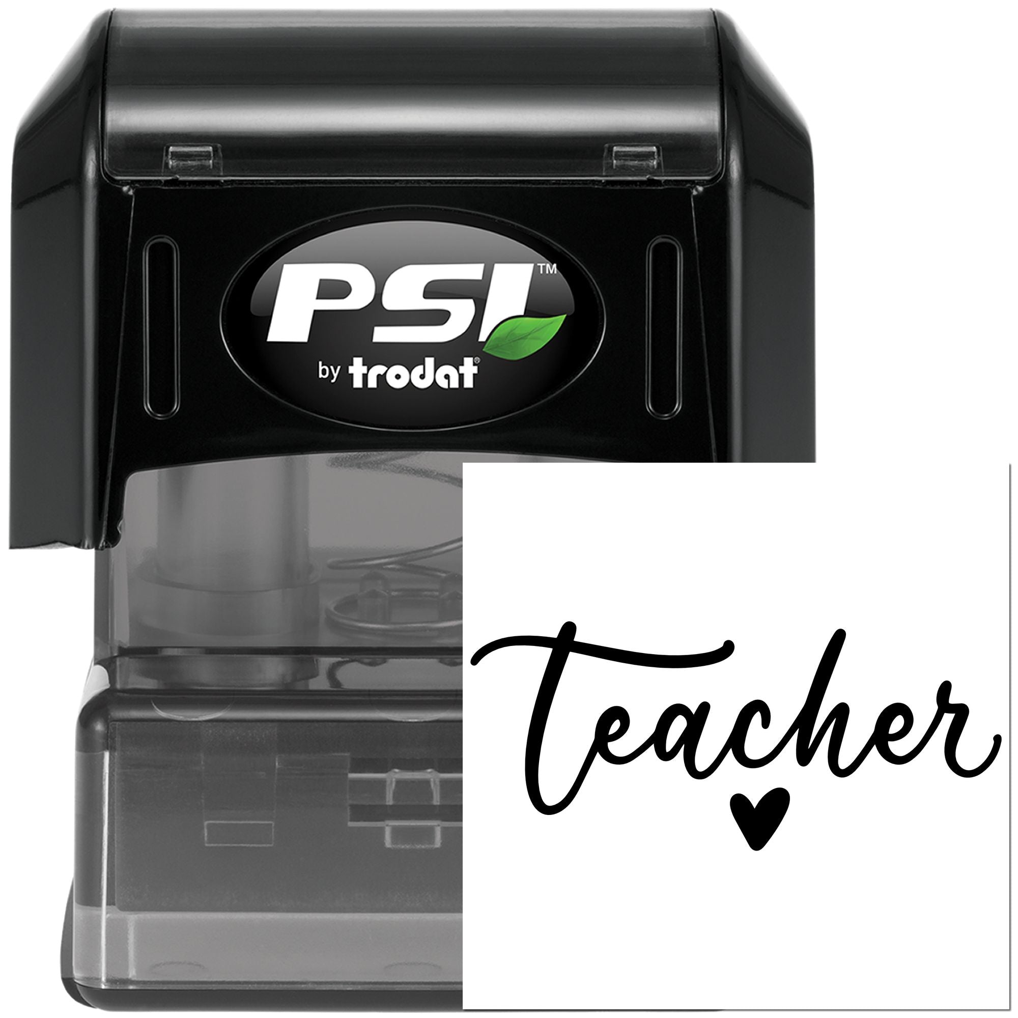 PSI by Trodat teacher self-inking rubber stamp with heart design for classroom grading and labeling