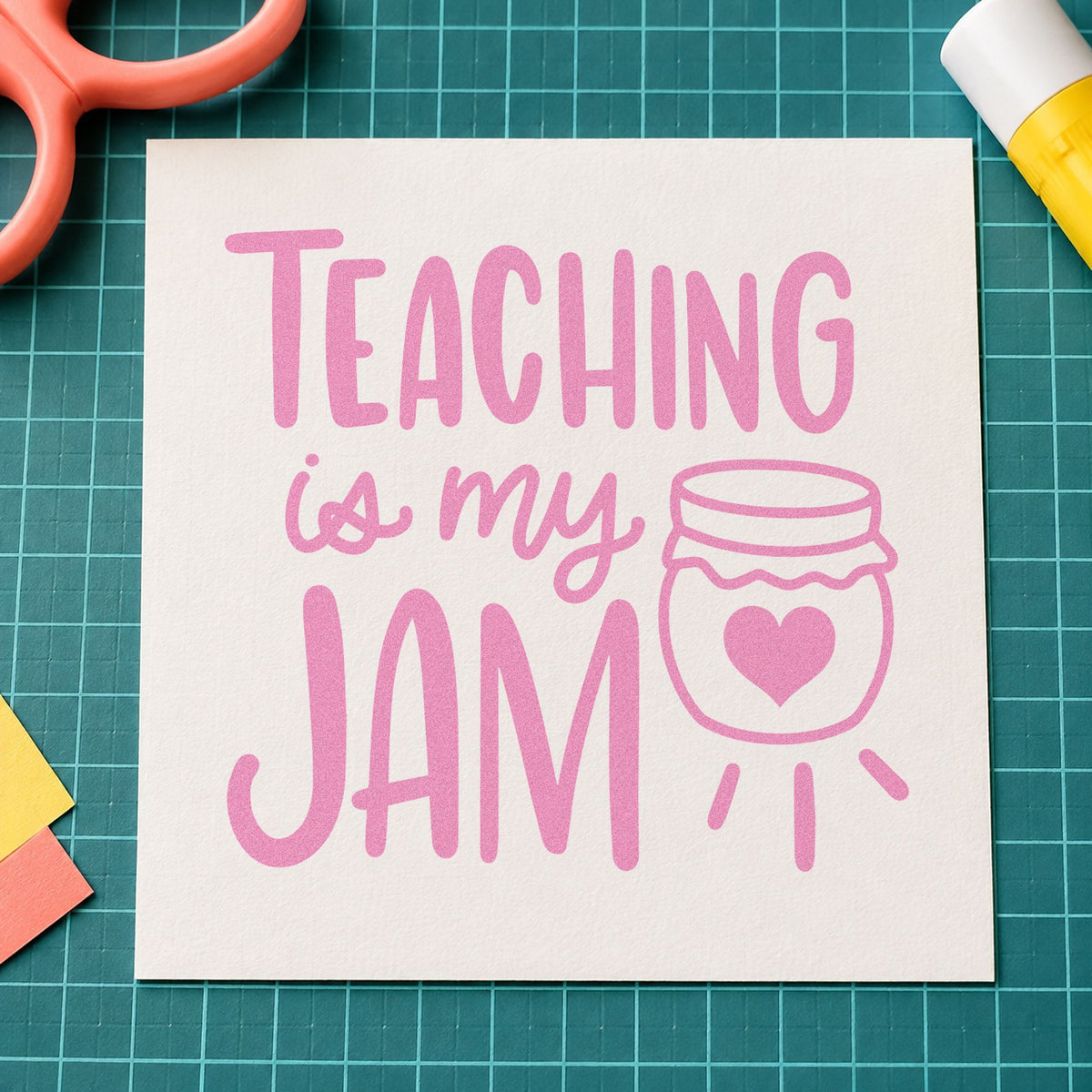 Teaching Is My Jam Jar Illustration PSI Pre-Inked Stamp in use 10
