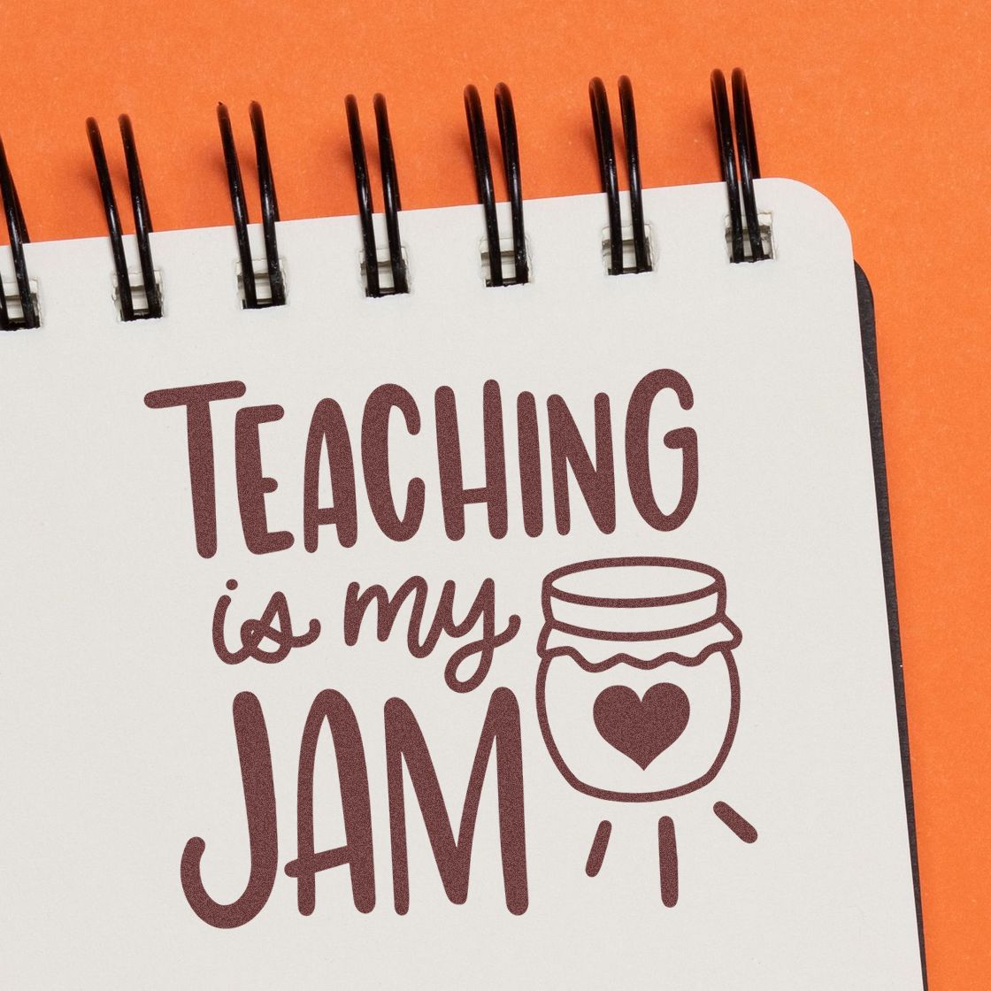 Teaching is my JAM rubber stamp design with jam jar icon, ideal teacher stamp for classroom gifts and stationery.