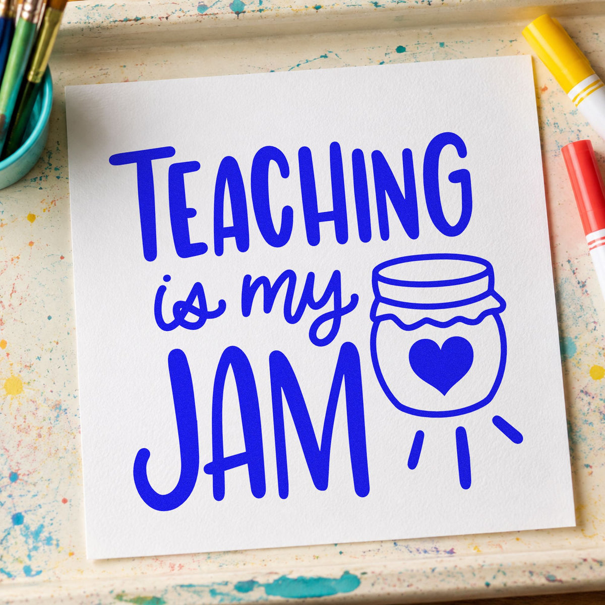 Teaching Is My Jam Jar Illustration Hand Stamp – Duo in use 5