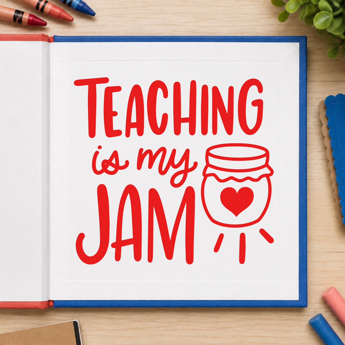 Teaching Is My Jam Jar Illustration PSI Pre-Inked Stamp in use 7