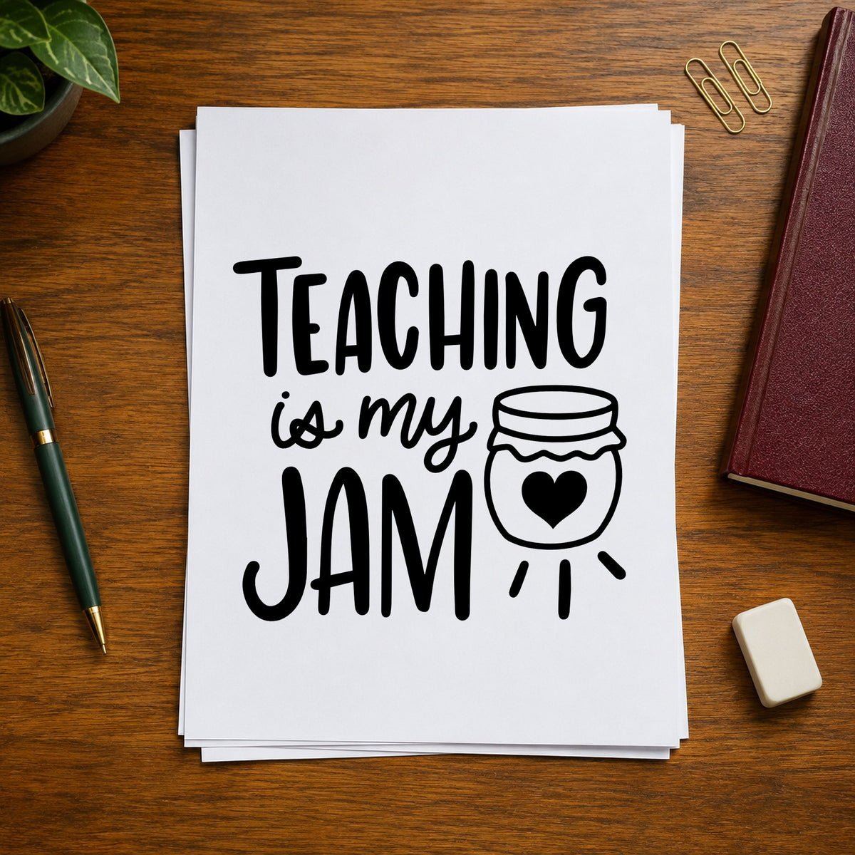 Teaching Is My Jam Jar Illustration PSI Pre-Inked Stamp in use 9