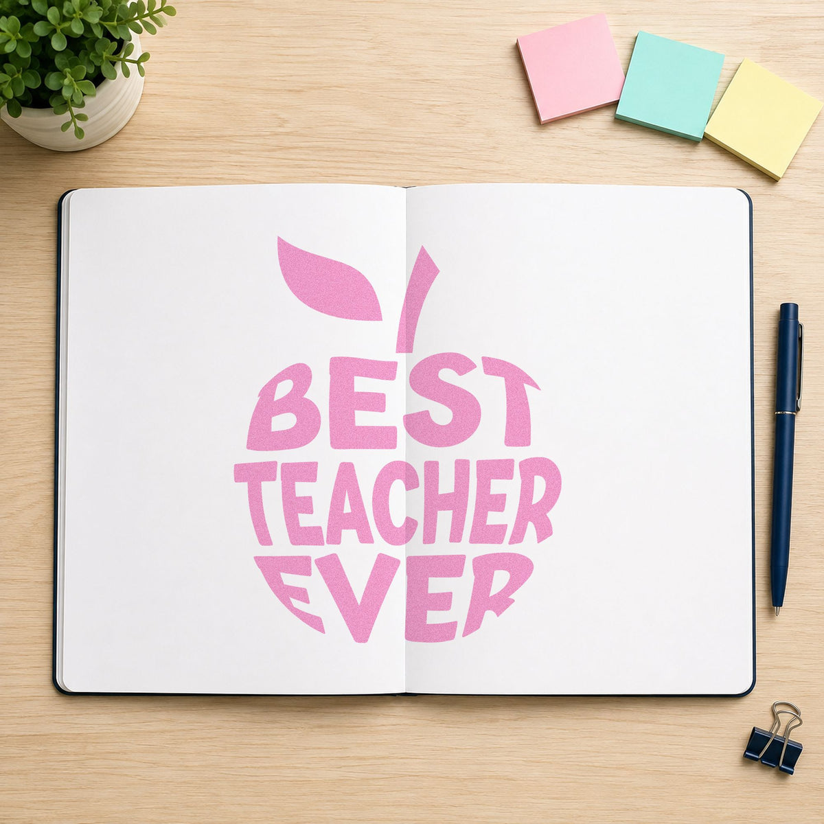 Best Teacher Ever Apple Self-Inking Stamp in use 10