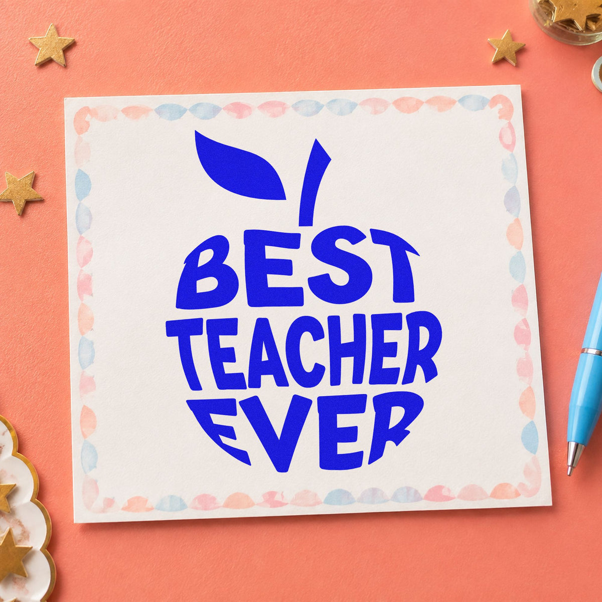 Best Teacher Ever Apple Pre-Inked Stamp – PSI in use 5