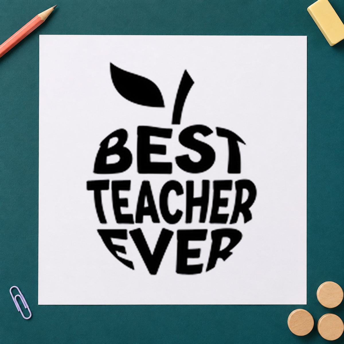 Best Teacher Ever Apple Pre-Inked Stamp – PSI in use 9