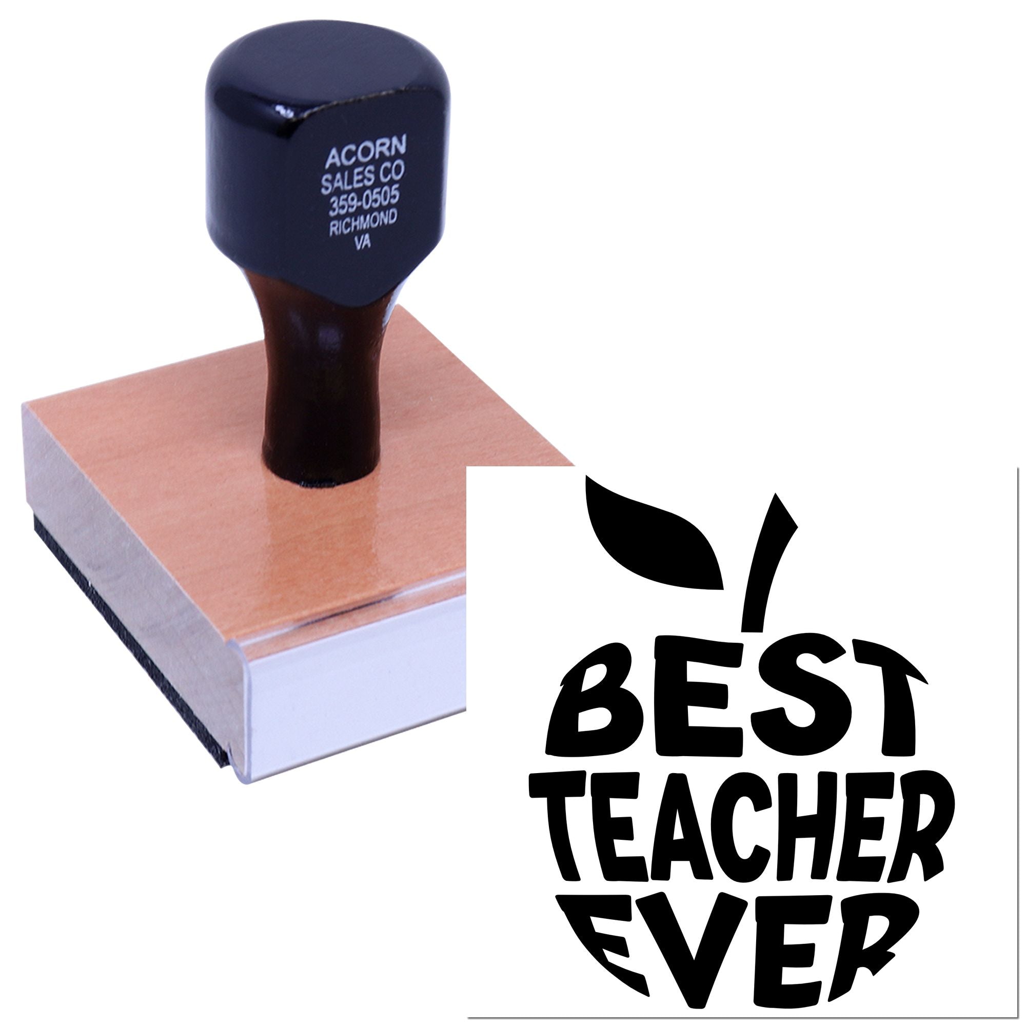 Best Teacher Ever custom rubber stamp for classroom crafts, teacher gifts, and thank-you cards.