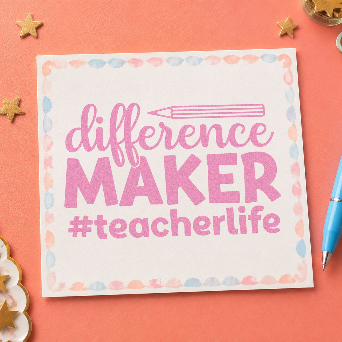 PSI Pre-Inked Difference Maker Teacher Life Pencil Stamp in use 10