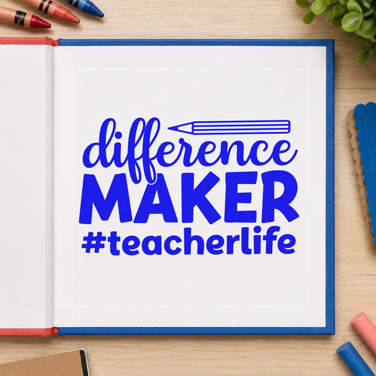 PSI Pre-Inked Difference Maker Teacher Life Pencil Stamp in use 6