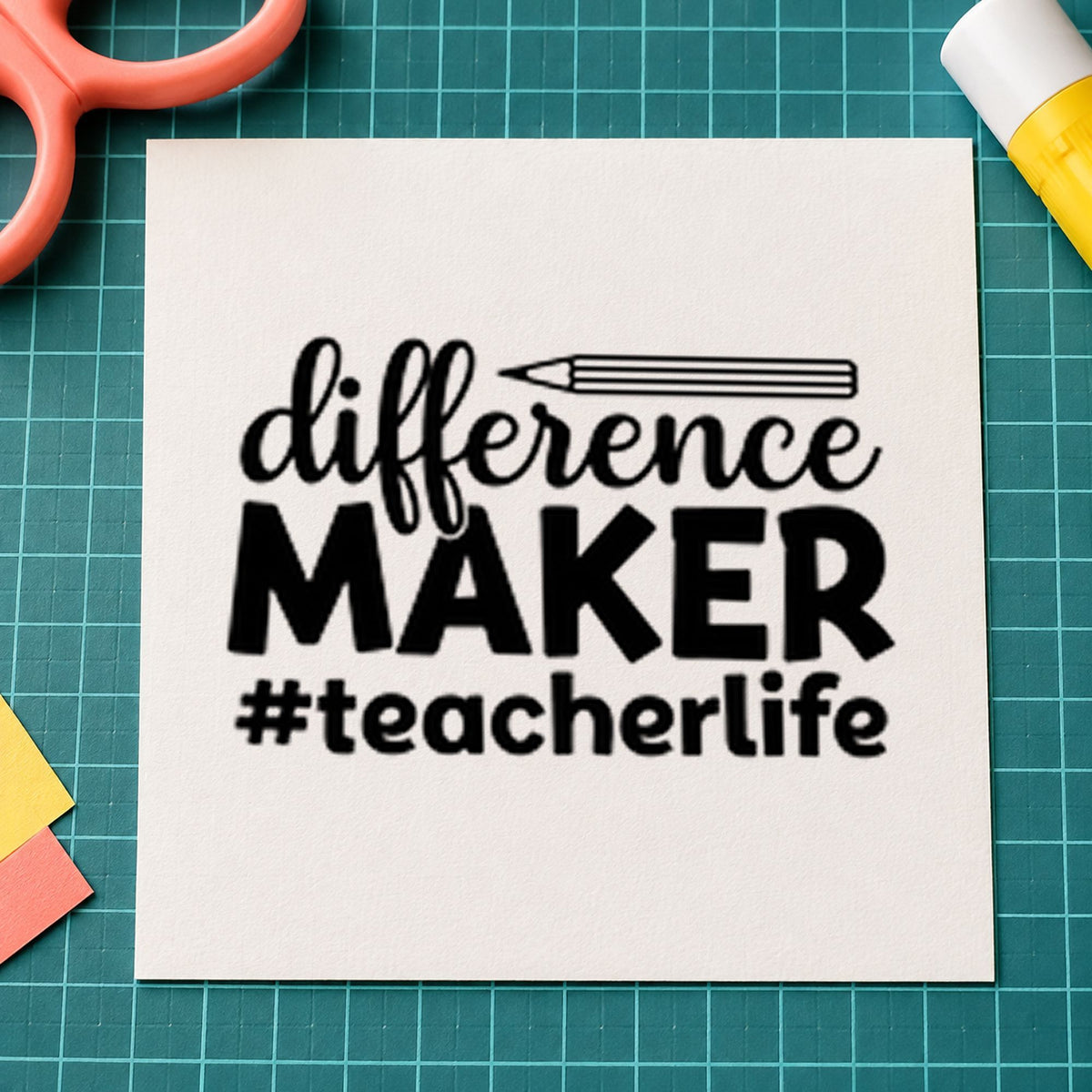 PSI Pre-Inked Difference Maker Teacher Life Pencil Stamp in use 9
