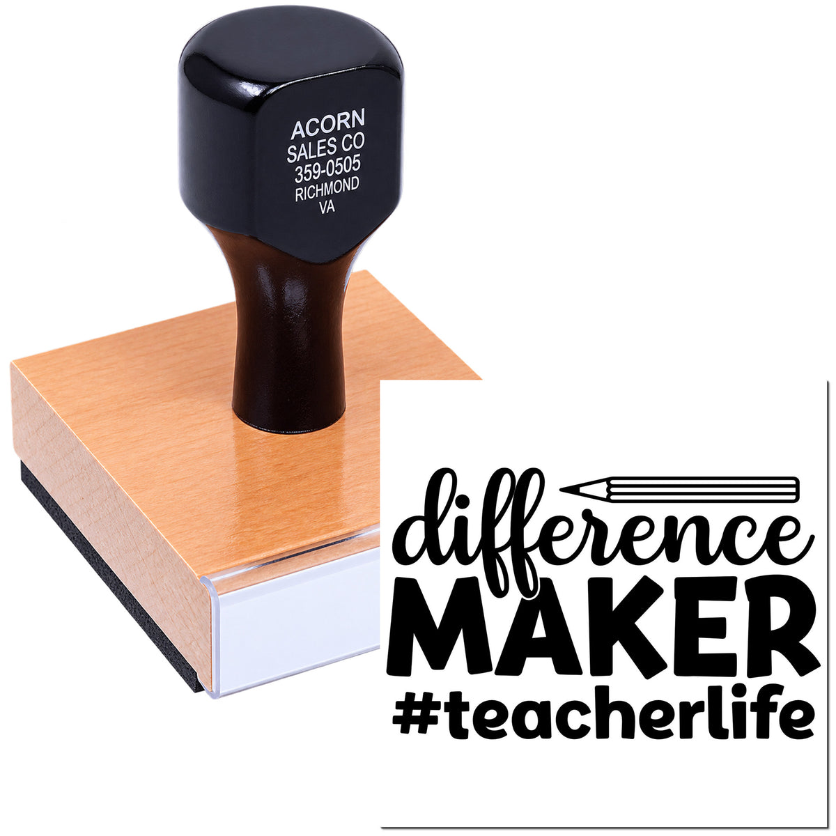 Custom rubber stamp with Difference Maker #teacherlife design for teacher appreciation, classroom rewards, and gift branding.