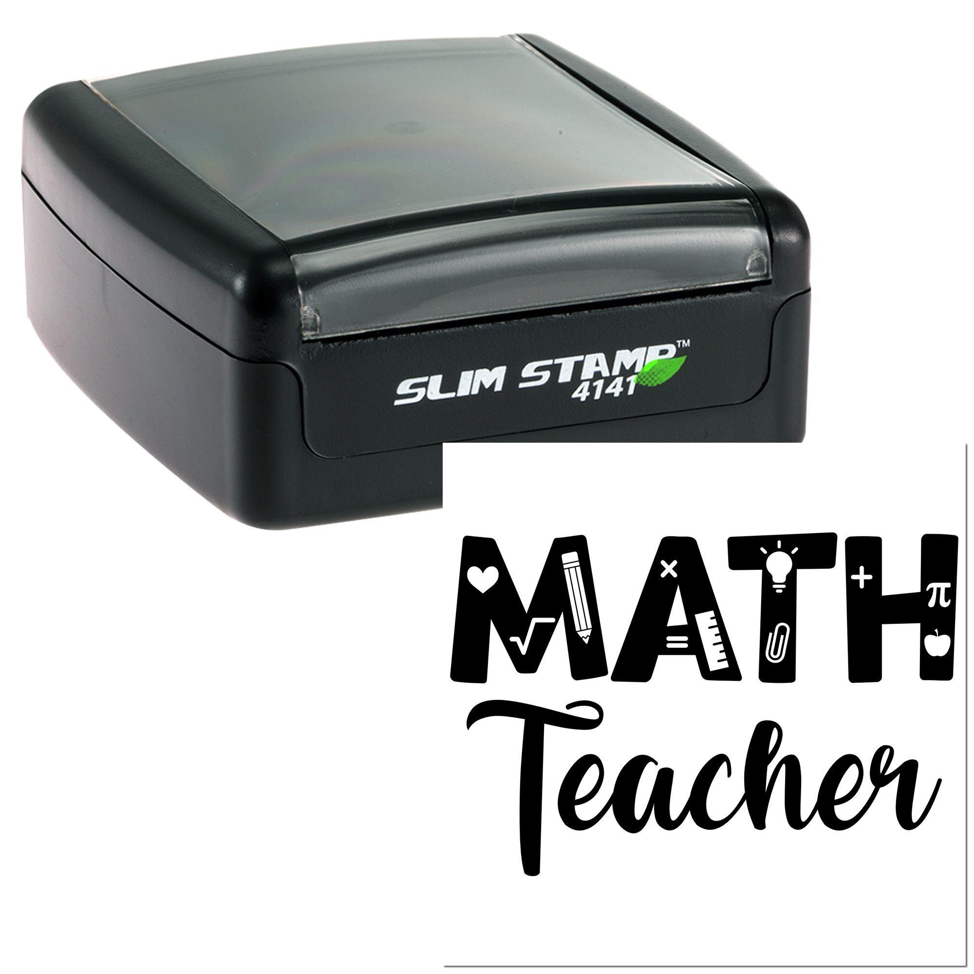 Custom MATH teacher self-inking rubber stamp for grading papers, classroom use, and educator organization.
