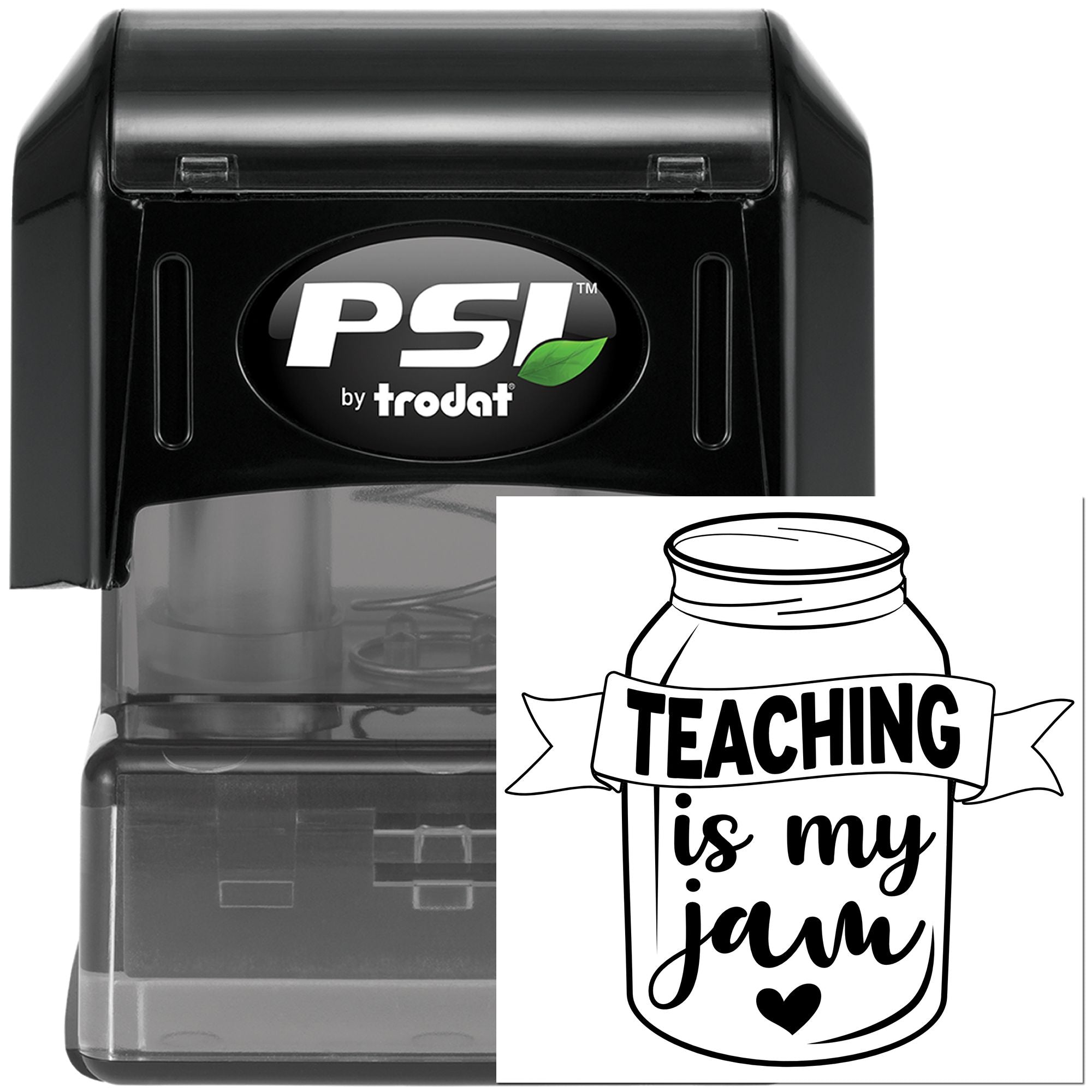 PSI by Trodat self-inking rubber stamp with Teaching Is My Jam design for teachers and classroom crafts