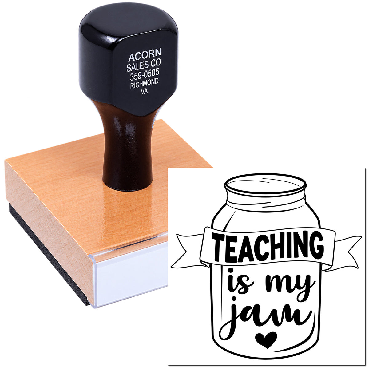 Teaching Is My Jam rubber stamp for teacher gifts, classroom crafts, and educator labels.