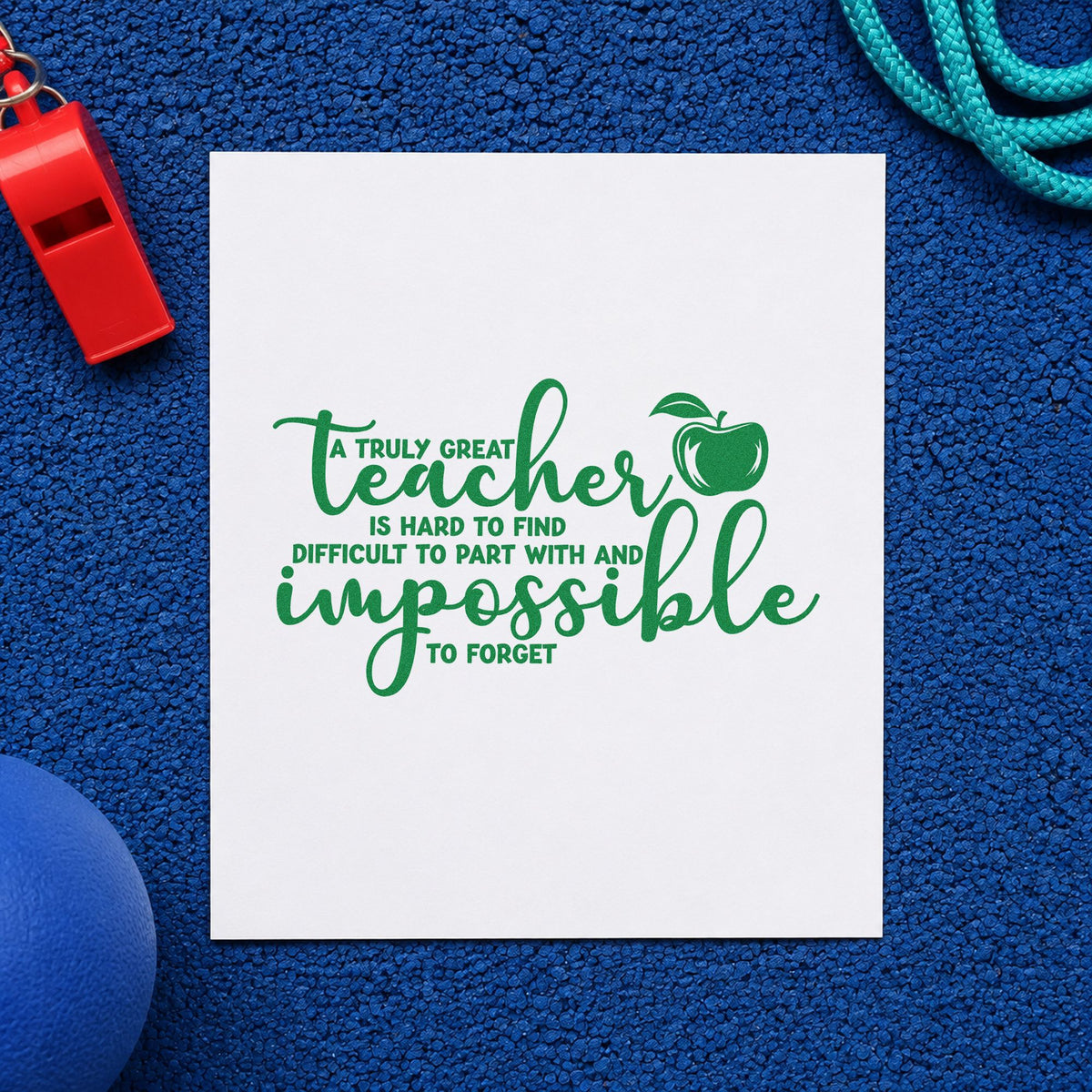 Truly Great Teacher Apple Tribute Self-Inking Stamp in use 3