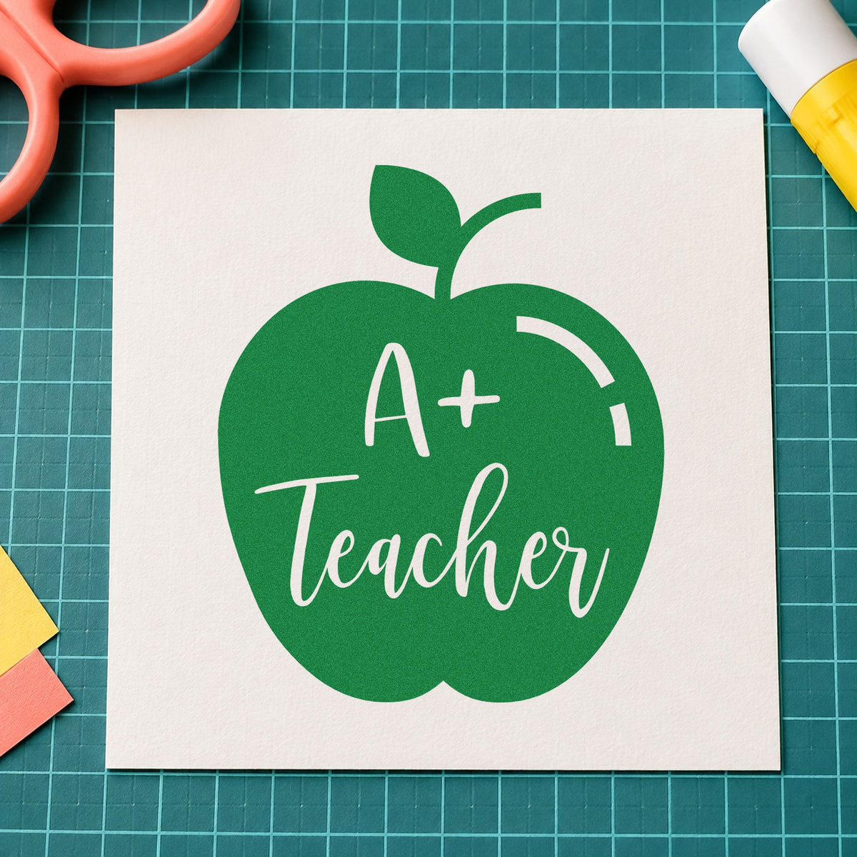Pre-Inked A Plus Teacher Solid Apple Script Lettering Stamp – PSI in use 8