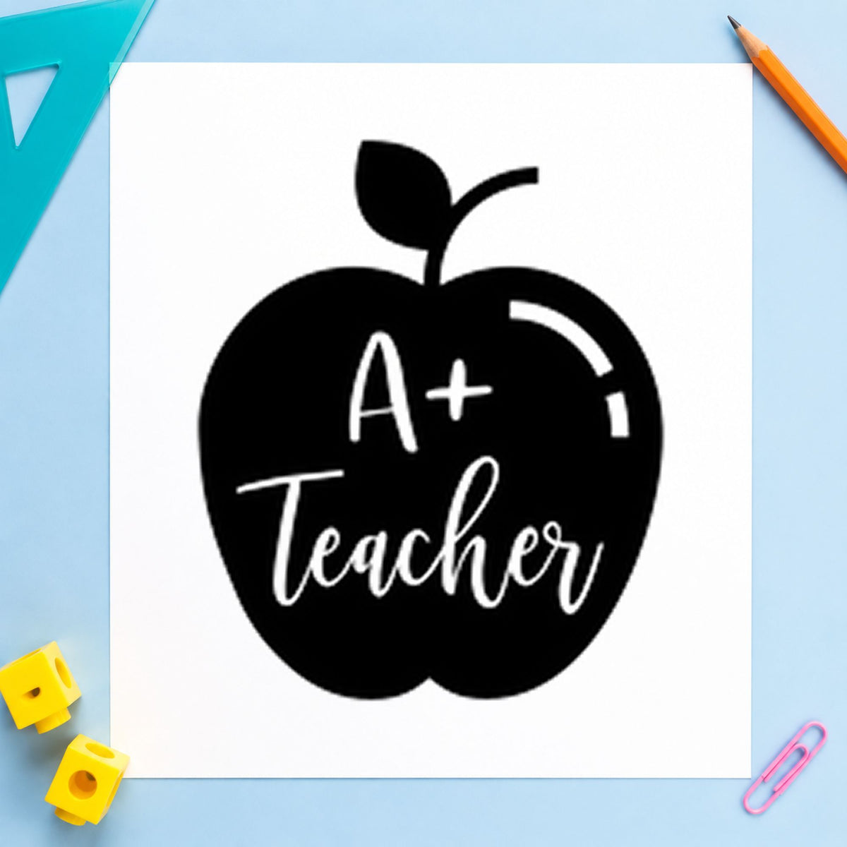 Pre-Inked A Plus Teacher Solid Apple Script Lettering Stamp – PSI in use 9
