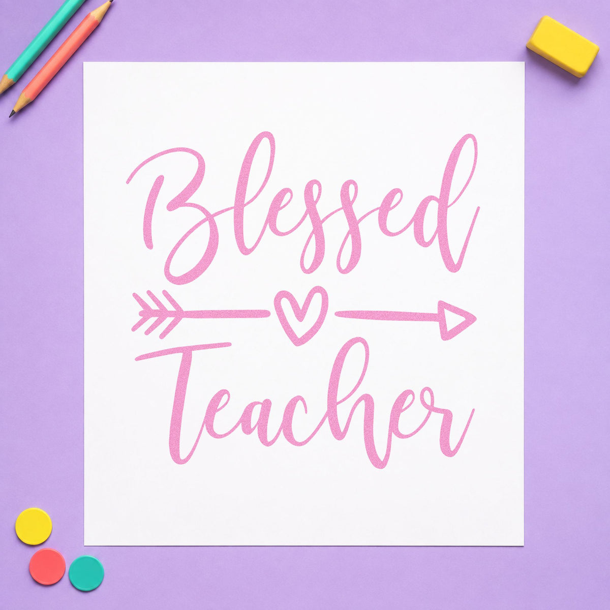 Blessed Teacher Heart Arrow Slim Pre-Inked Stamp in use 10