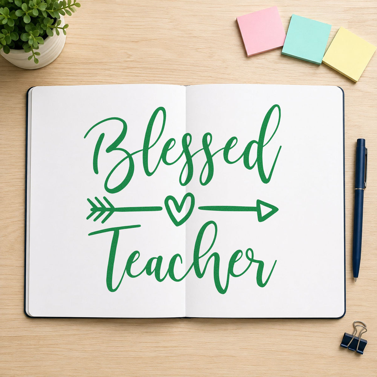 Blessed Teacher Heart Arrow Slim Pre-Inked Stamp in use 8