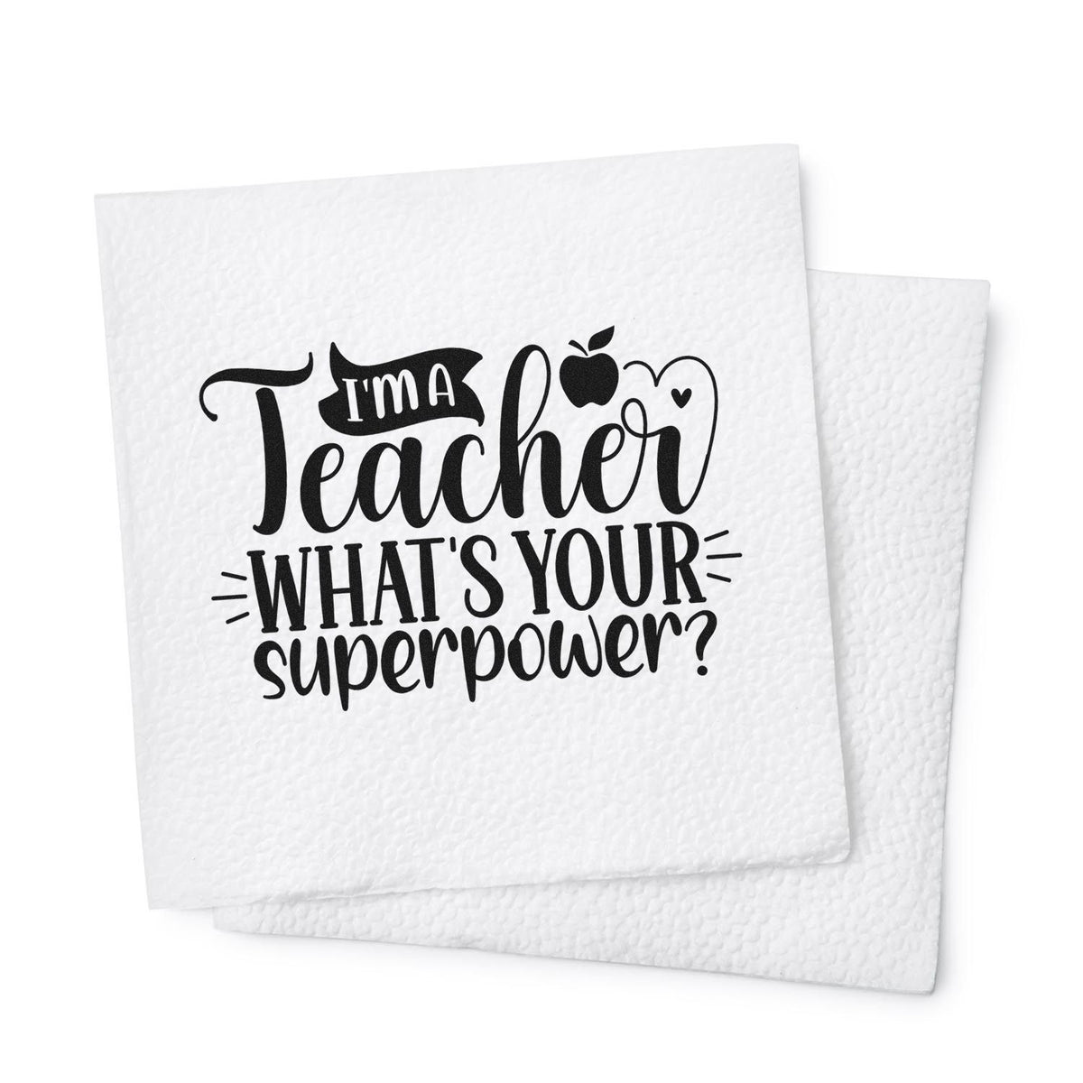 Teacher rubber stamp design with Im a Teacher, Whats Your Superpower? for classroom crafts and teacher gifts.