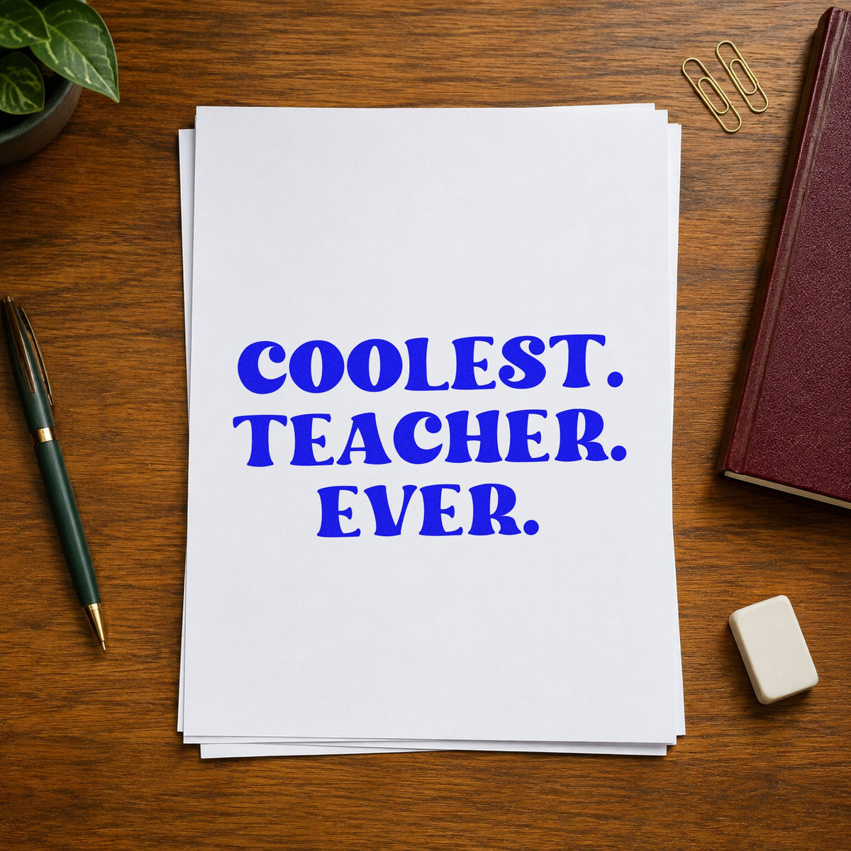 Coolest. Teacher. Ever Serif Lettering Stamp – Self-Inking in use 5
