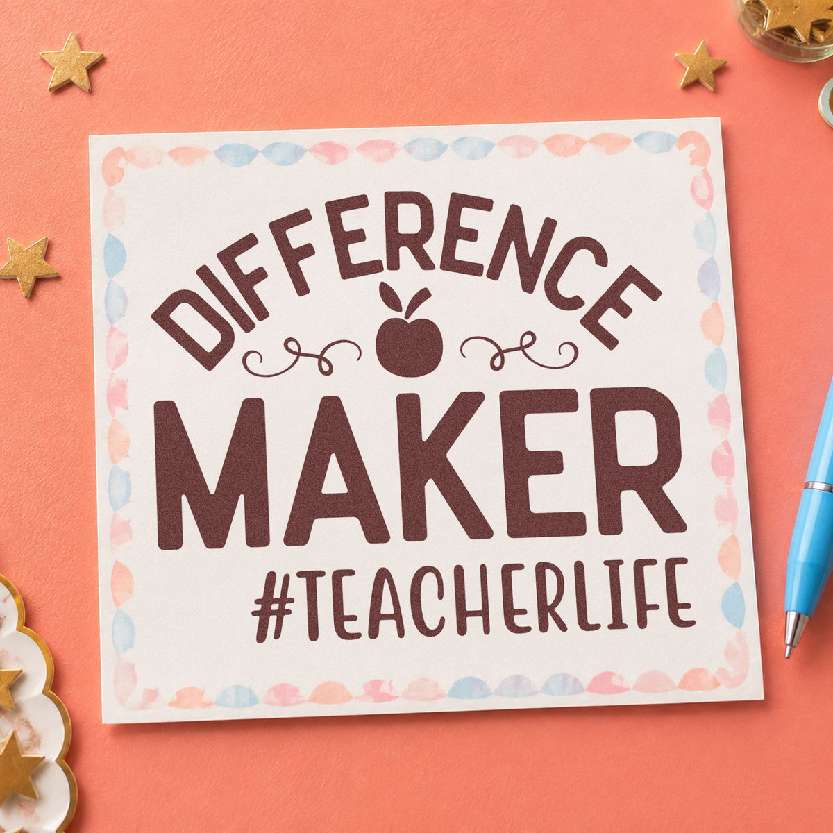 Difference Maker Teacher Life Slim Pre-Inked Stamp in use 4