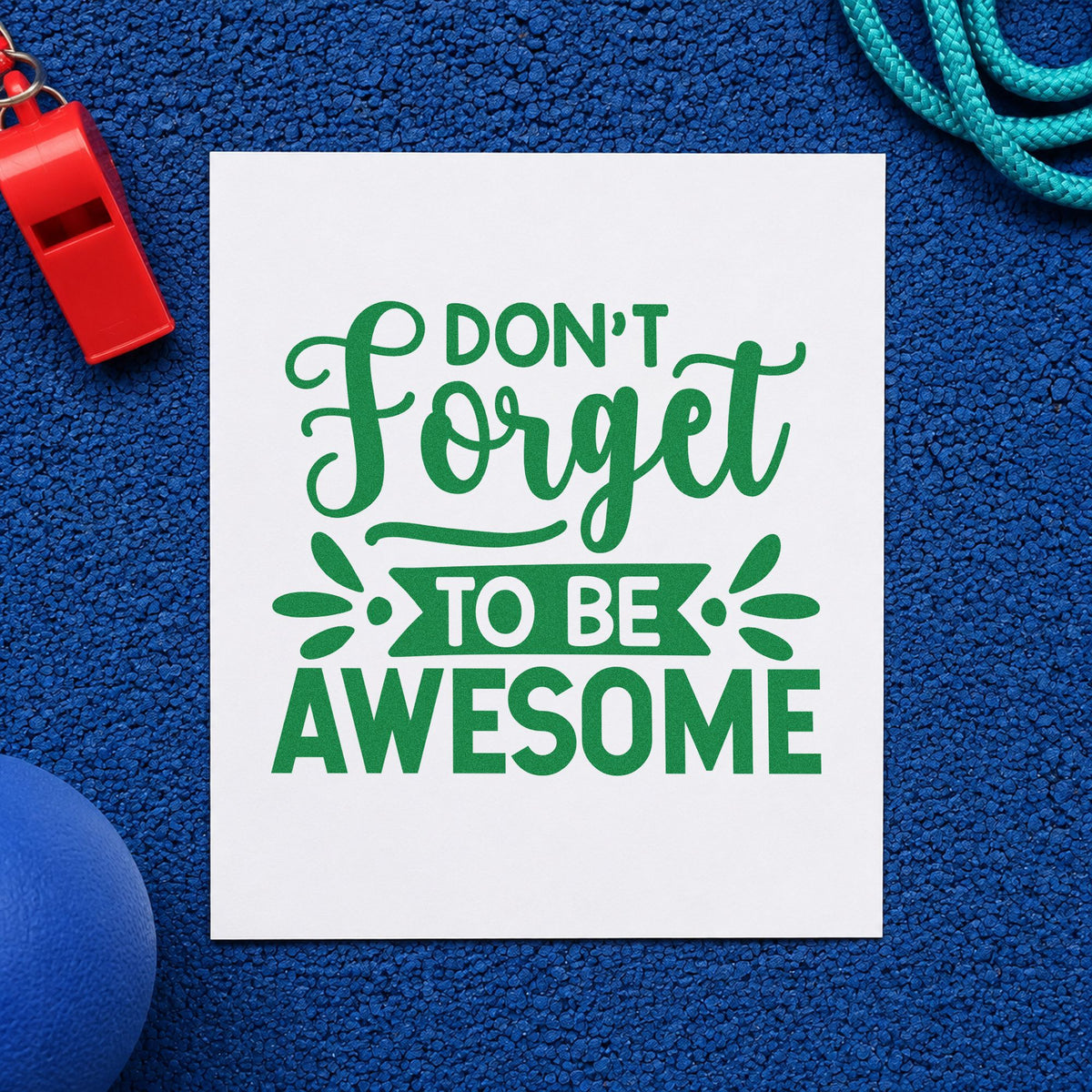 Don't Forget To Be Awesome Script Lettering Rubber Stamp – Wood Handle in use 3