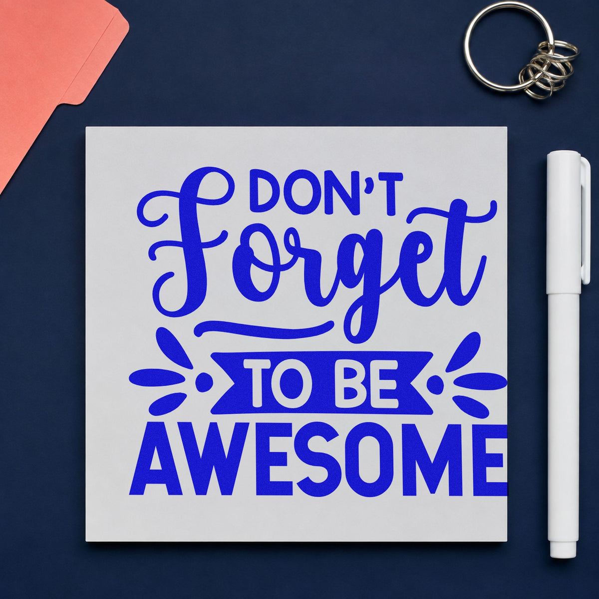 Don't Forget To Be Awesome Script Lettering Rubber Stamp – Wood Handle in use 5