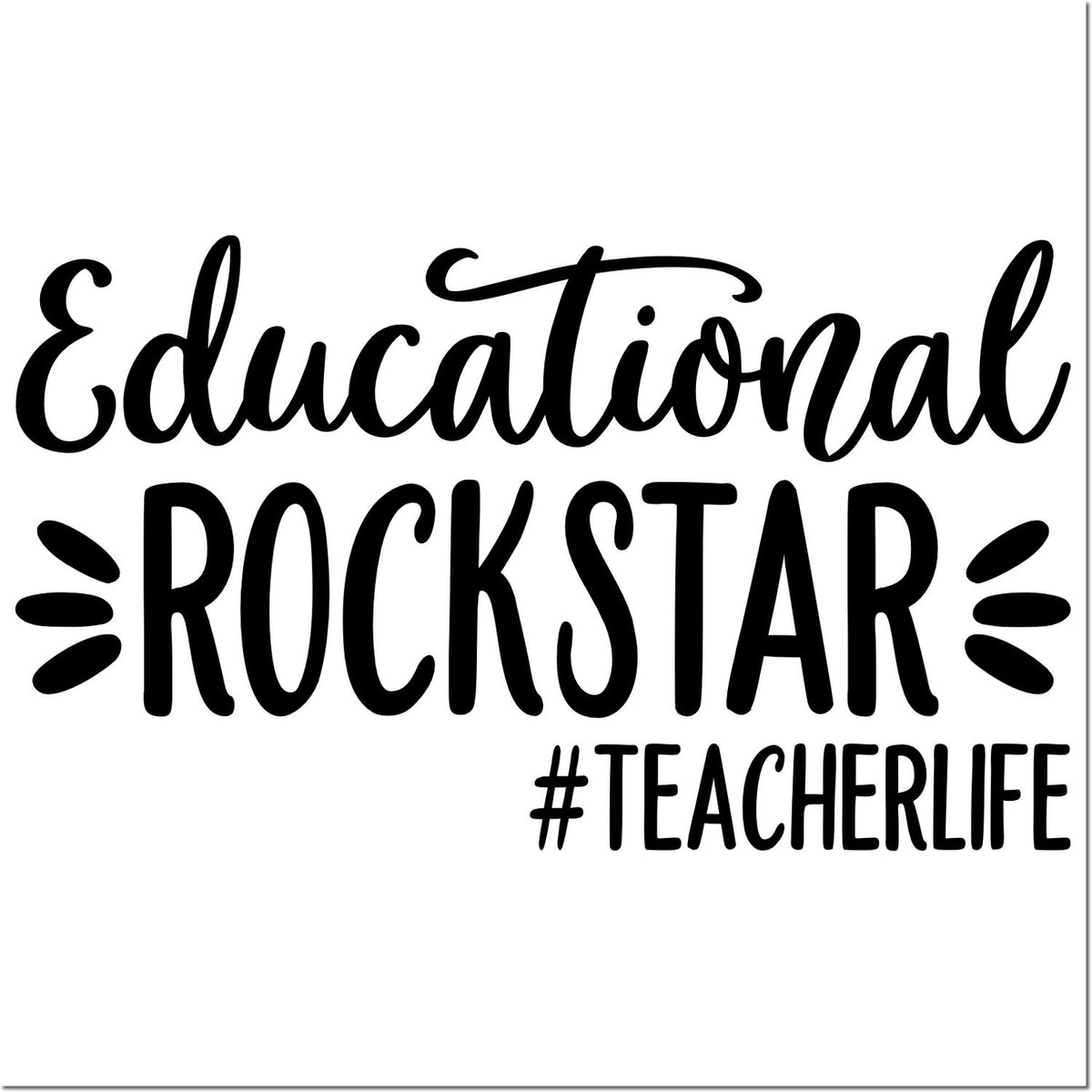Educational Rockstar teacher life rubber stamp design for classroom crafts, teacher gifts, and school projects.