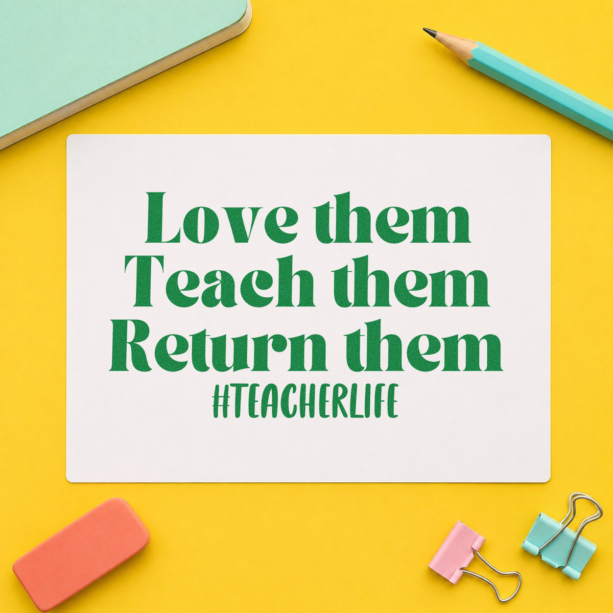 Love Teach Return Them Rubber Stamp – Duo Hand in use 8