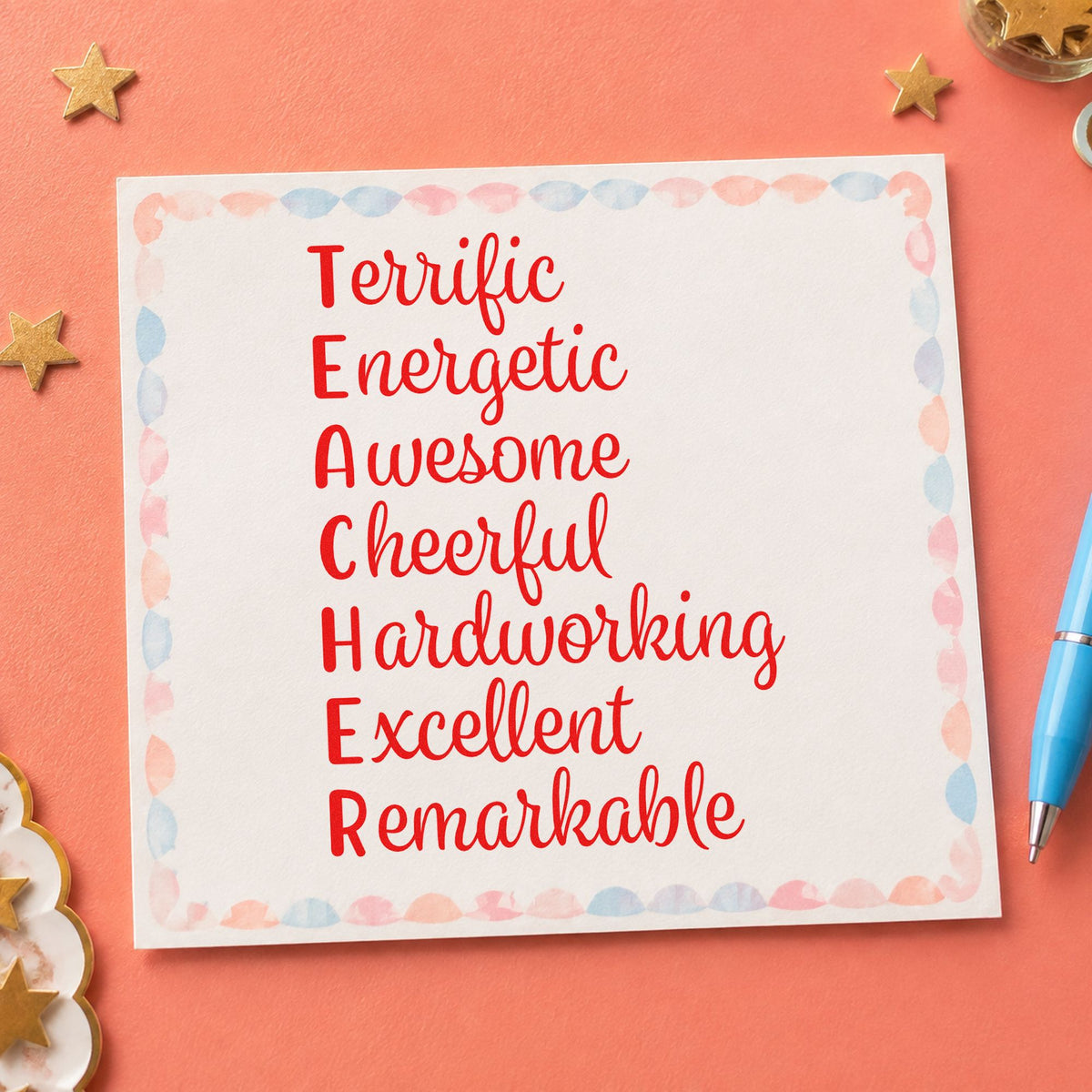 Duo Hand Teacher Positive Traits Word Ladder Rubber Stamp in use 7