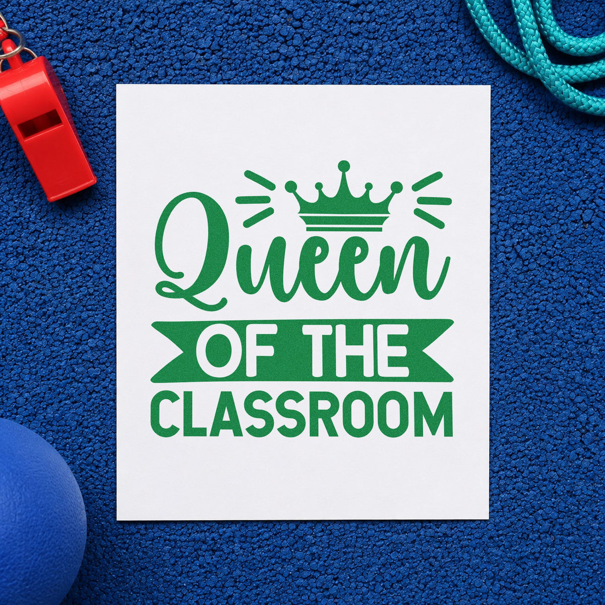 Queen Of The Classroom Self-Inking Stamp in use 3