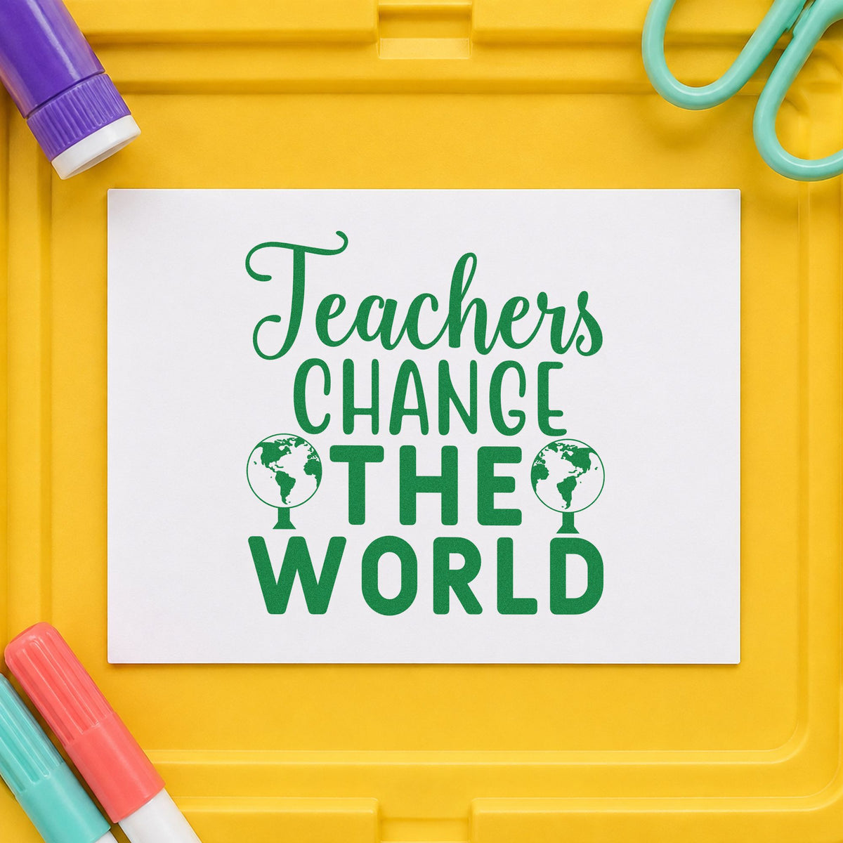 Teachers Change The World PSI Pre-Inked Stamp in use 3