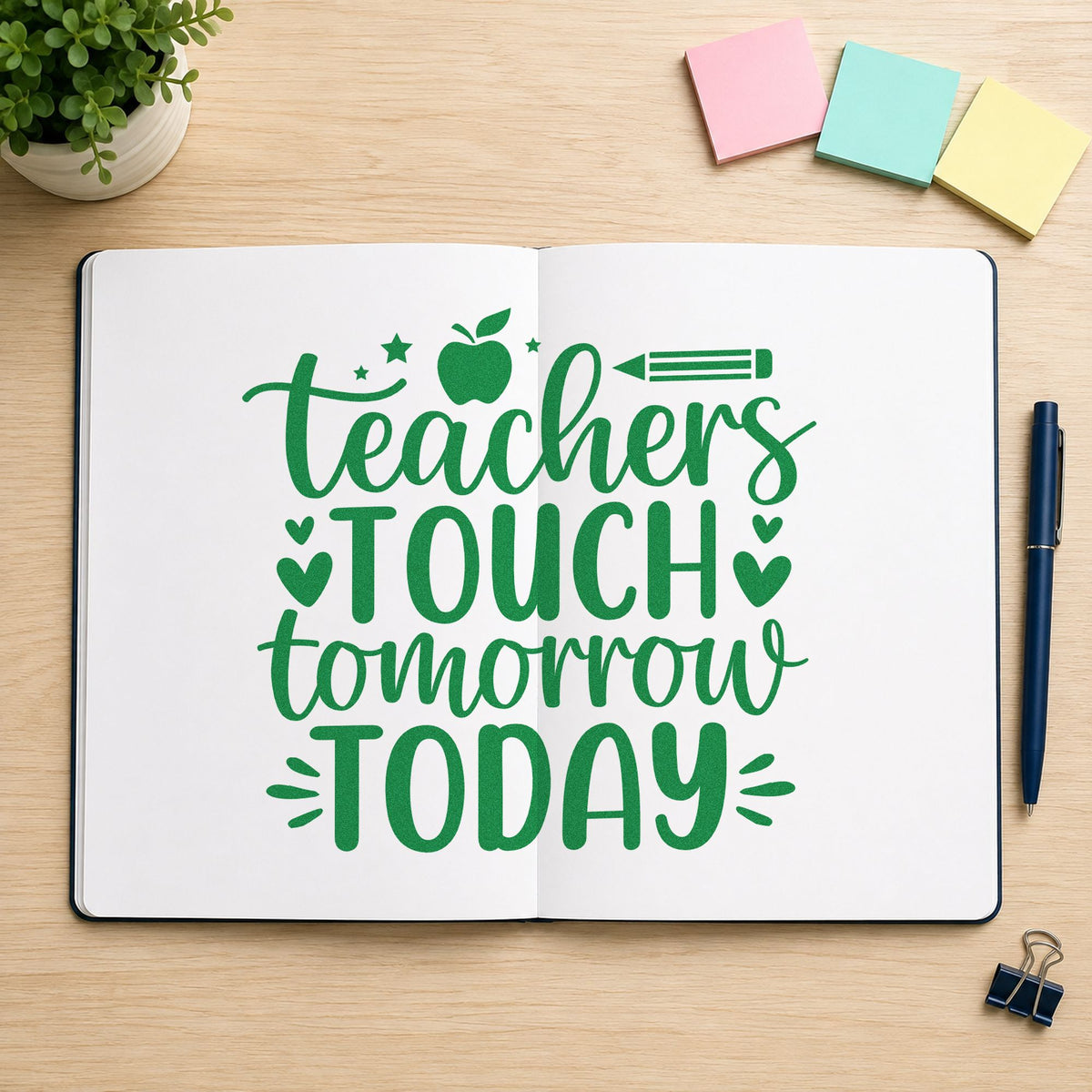 Teachers Touch Tomorrow Today Wood Handle Stamp in use 8