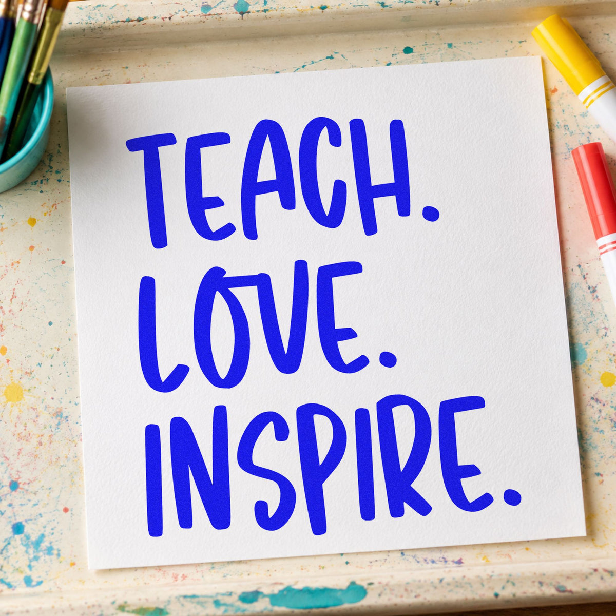 Teach Love Inspire Capitals Block Lettering Stamp – Self-Inking in use 5