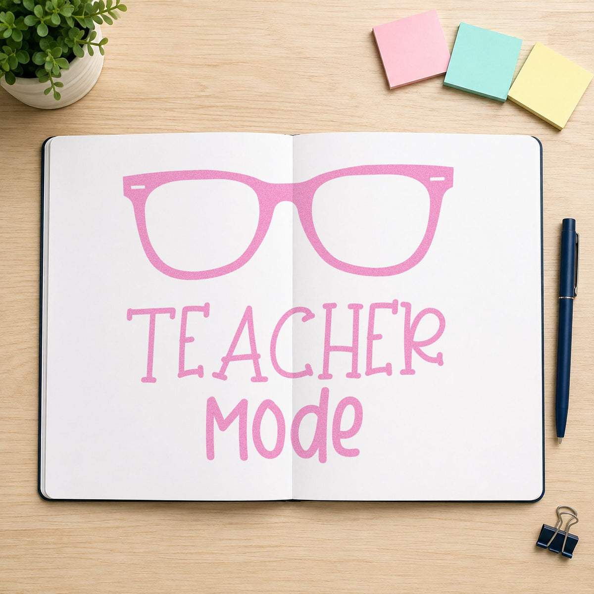 Teacher Mode Glasses Lettering Pre-Inked Stamp – PSI in use 10